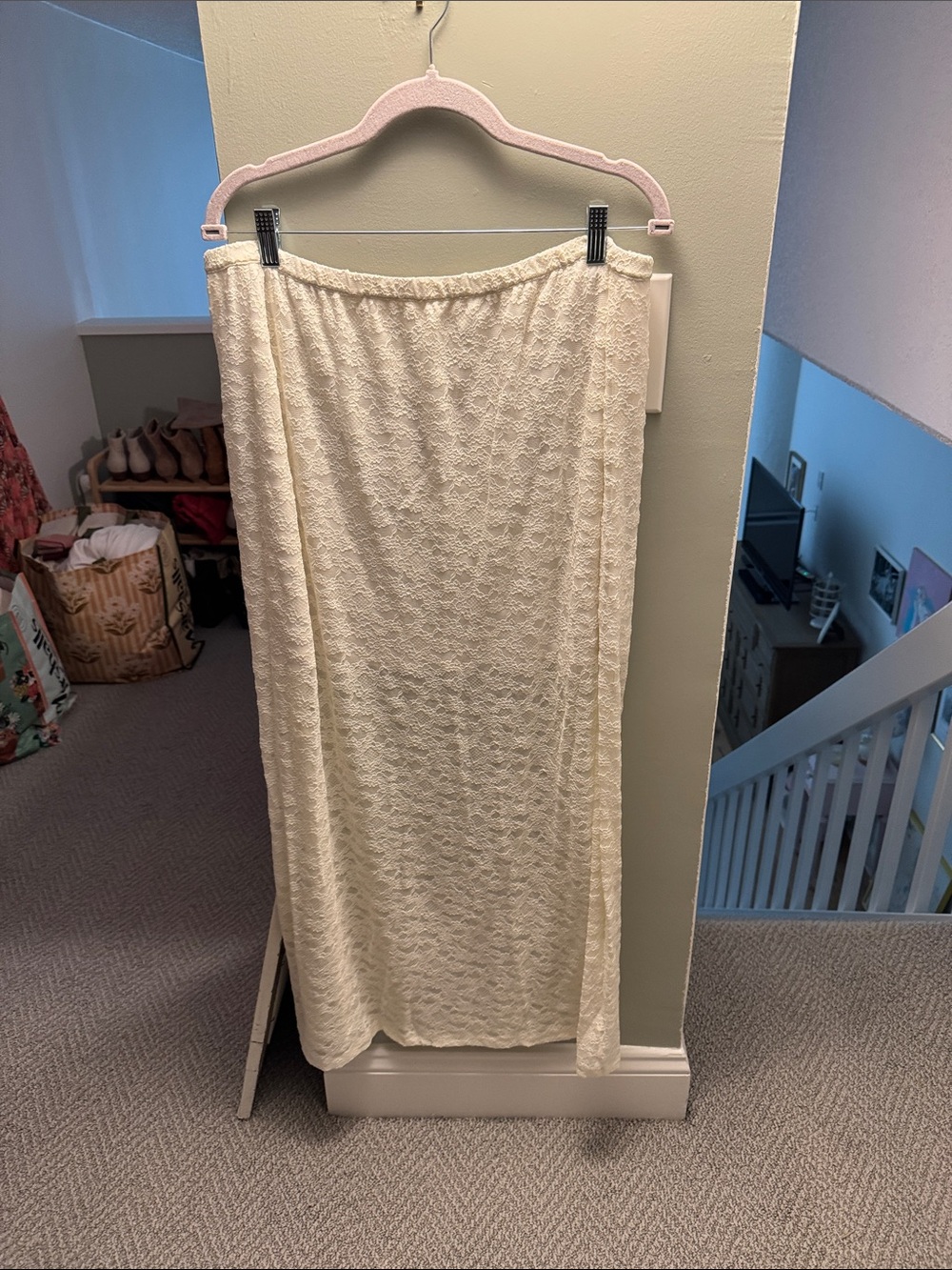 aerie Cream Lace Maxi Skirt